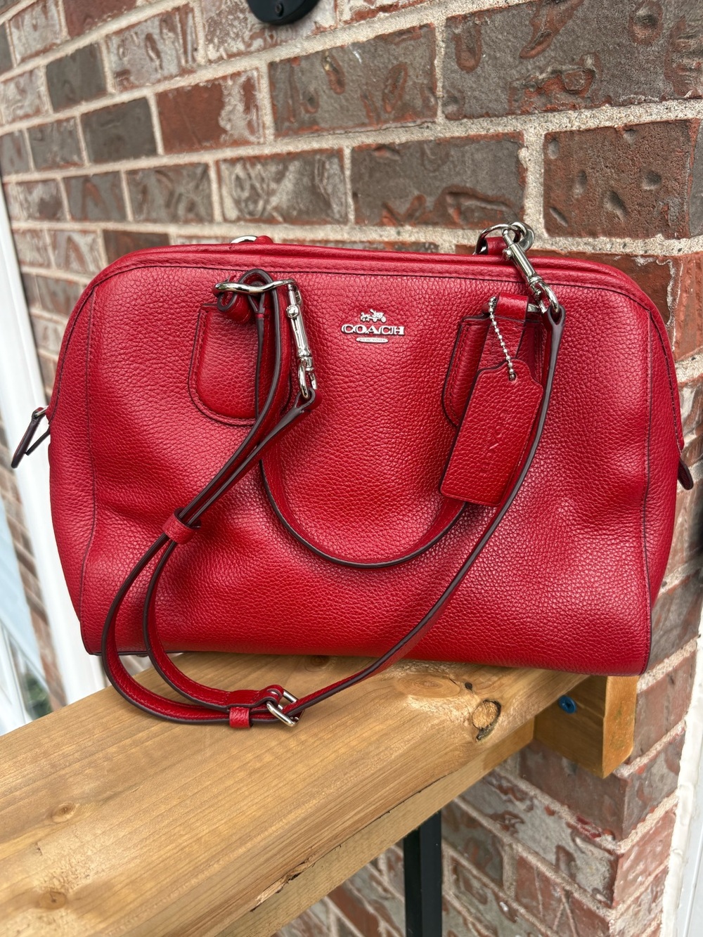Coach Nolita Satchel Red Pebble Leather